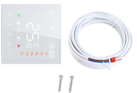 Kavolet Tuya Smart Wi-Fi-Thermostat, Sprachsteuerung, 16 A, für elektrische Heizung, digitaler programmierbarer LCD-Display-Touchscreen-Temperaturregler, kompatibel mit Amazon Google Home