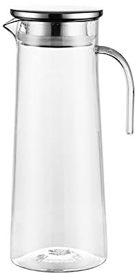 Pichet d’eau en verre Pichet en verre avec poignée et couvercle, cruche à eau faite à la main for eau chaude/froide, thé de citron de glace et boisson à jus de fruits Bouilloire froide (Size : 1000