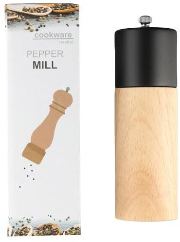 hobbyme Moulin à poivre et sel manuel de 16 cm, Poivrier Accessoire Cuisine, grossier réglable et rechargeable, moulin à poivre en bois d'hévéa