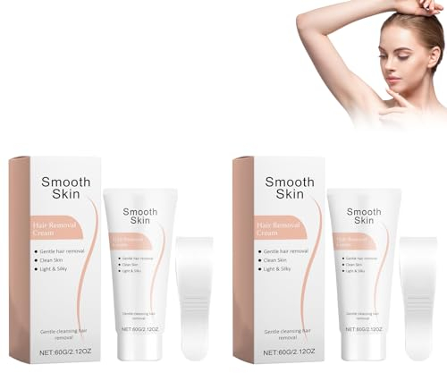 2Pcs Crema Depilatoria, Prodotto Depilatorio Non Irritante, Hair Removal, Crema Depilatoria per Bikini, Corpo, Gambe e Ascelle, Per una Depilazione Rapida ed Efficace e una Pelle Liscia Come la Seta