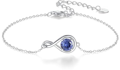 Epinki Armband 925 Silber Charm, Unendlichkeit mit Königsblau Geburtsstein September Freundschaftsarmbänder Armreifen 925er Silber, Zirkonia Königsblau Armband Frauen, Silber, 21.5CM