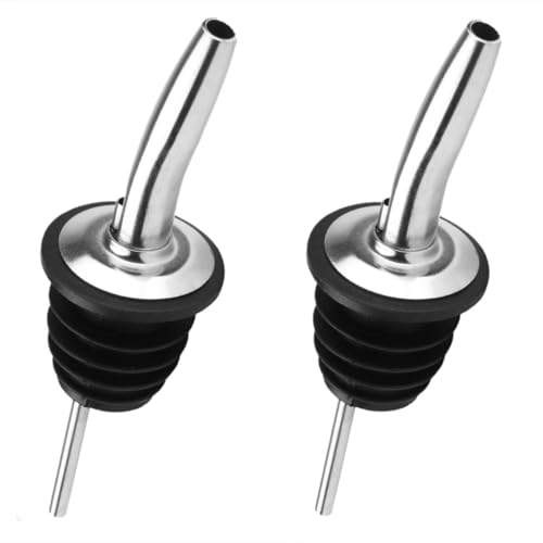 Chabrias Ltd Stainless Steel 2 Pack Fast Free Flow Liquor Spirits Pourer Speed Pourers Wine Bottle Spirits Pourers Tapered Spout for Olive Oil Coffee Syrup Vinegar Bottles