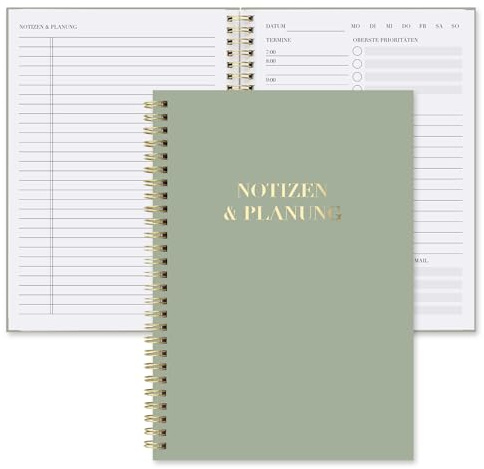 BIROYAL Tagesplaner Undatiert A5 - Spiralbound Daily Planner - To Do Planer mit Terminplan, Notizen & Planung - 7 Uhr bis 22 Uhr mit 30-Minuten-Intervallen - To Do Listen Buch - Terminplaner Für Büro