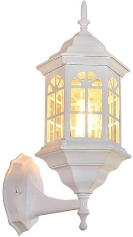 Außen Wandlaterne Europäische weiße Außenwandleuchte Rustikale Victoria Außenwandleuchte IP65 wasserdichte Wandlaterne aus Aluminiumguss E27 Zaun-/Scheunendekor-Wandbeleuchtung Wandlampe Aussen