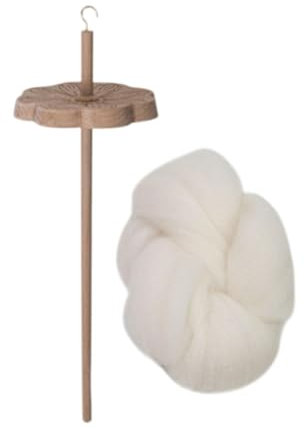 Amagogo Top Whorl Garnspinner Drop Spindelrad handgeschnitzter Garnwickler Top Whorl Garnspin Top Whorl Drop für es, 1 Spindel mit Wolle