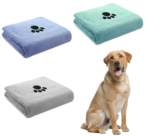 QYRDBGY Hunde Handtuch, 3 Stück Handtuch Hund 75 x 35cm Mikrofaser Hundehandtuch Extra Saugfähig Handtücher Hund für Kleine Mittelgroße Große Hunde Oder Andere Haustiere