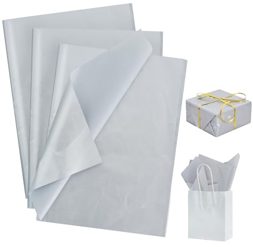 RIBBOOO 100 silver presentomslagspapper, 50 cm x 30 cm stor kapacitet presentförpackningspapper för alla hjärtans dag, bröllop, födelsedag, examenssäsong, gör-det-själv handgjort presentpapper