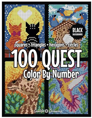100QUEST Malbuch zum Malen nach Zahlen, Aktivitätsbuch, großer Druck, Malen nach Zahlen, Malbuch, Malbuch für Erwachsene, Taschenbuch, Aktivitätsbuch, einfache Malvorlagen für Kinder und Erwachsene