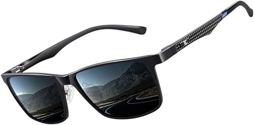 Bircenpro klassische Sonnenbrille für Herren Polarisiert: UV Schutz Modische Sonnenbrille zum Fahren und Angeln mit Al-Mg-Rahmen