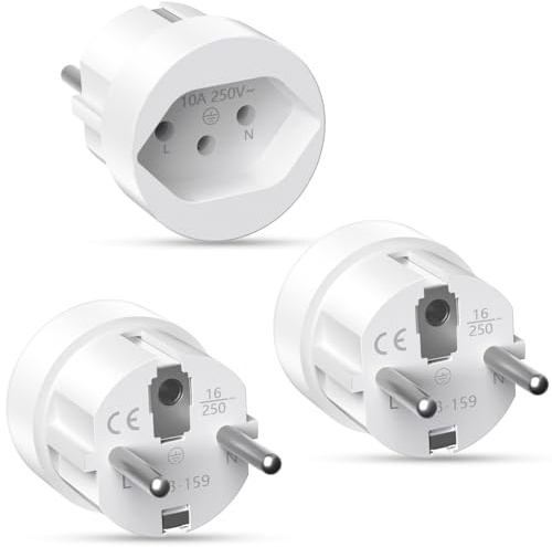 3 Stück Schweiz Reiseadapter, Deutschland auf Schweiz Stecker, DE auf Schweiz Adapter, Schweiz auf EU Reisestecker Adapter, Schweizer Reisestecker für Malediven, Ruanda, Liechtenstein