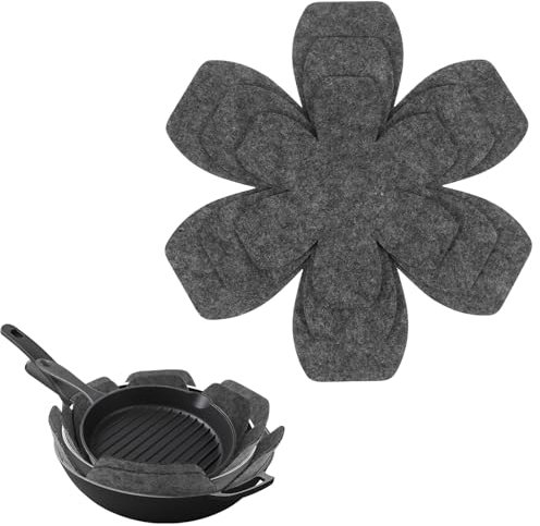 6 protezioni per pentole e padelle, in 3 misure, in feltro spesso, per impilare, antiaderenti, di alta qualità, per padelle, ciotole, ceramica, vetreria, pentole (grigio)