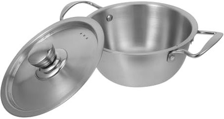 Zerodeko Olla Coreana De Acero Inoxidable Con Tapa y Doble Asa Para Cocinar Ramen y Mariscos Para Cocina Inducción y Vitrocerámica