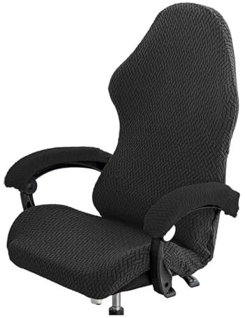 QWWQYDY Funda para Silla Gaming Funda de Tela Gruesa for Silla, Funda elástica Gruesa for Silla de Juegos con Cierre de Cremallera, sillón Resistente al Desgaste for Ordenador(Black)