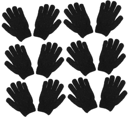 FRCOLOR 6 Paar Peelinghandschuhe Schwarz Duschhandschuhe Für Körper Und Gesicht Polyester Schrubbhandschuhe Spa Reinigung Tiefenreinigung Badehandschuhe