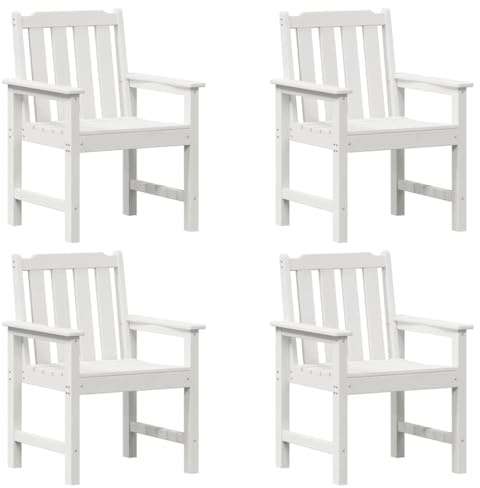vidaXL Gartenstuhl 4 pcs Weiß 65,5 x 59 x 88 cm Polyethylen, Garten- und Terrassenstuhl aus robustem Polyethylen, wetterfest, modern, Perfect für Entspannung draußen