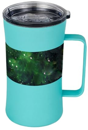 Thermo Becher Mit Griff,Edelstahl Becher Mit Deckel | Spritzwassergeschützter Isolierbecher Für Heiße Und Kalte Getränke Mit 600ml Fassungsvermögen