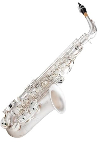 Saxofon Altsaxofon I Ess mässing Med Försilvrad Konstruktion Med Fodral Och Munstycke