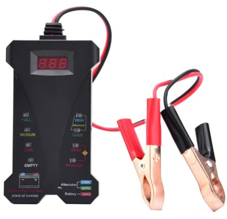 LOLIPPYY Digital Battery Load Tester Voltmeter with LCD Display and LED Indicators for Vehicle Charging System Analysis Reverse Polarity Protected Battery Tester for Automotive Use