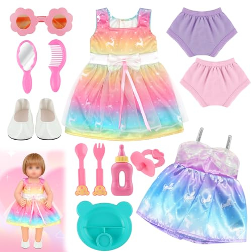 JTgugu Accessori per bambole per vestiti da bambola, set di accessori Dirndl, abito da bambola, vestito da bambola, vestito da bambola, scarpe, bottiglie, ciuccio, occhiali da sole, accessori regalo