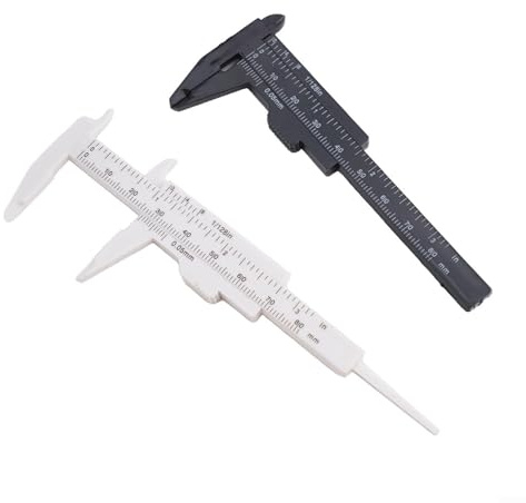 WDWDW Calibrador Vernier de plástico, Regla Deslizante de 80 mm, micrómetro, Herramienta de medición para medición de Espesor y Profundidad, Juego en Blanco y Negro.