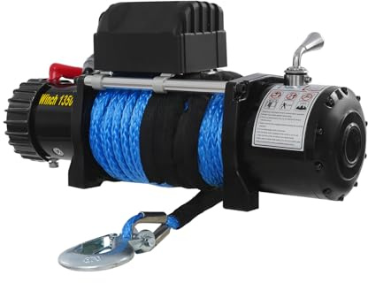 Elektrische Seilwinde 12V, 13500 LBS Motorwinde Seilzug, Nylonseil, für Quad, SUV, LKW, Bootstrailer, SUV Pickup (Blau)