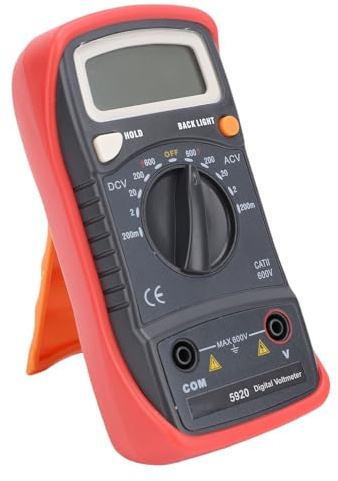 FTVOGUE Multimètre Numérique Voltmètre avec écran LCD rétroéclairé 200 MV à 600 V AC DC Testeur de Tension pour électriciens et Amateurs de Bricolage Étui de Protection Support Ergonomique Ports de
