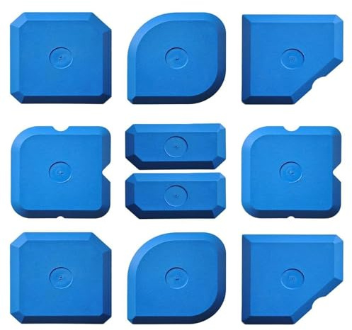 Silicone Caulking Block Spreader Tool Set - ShiningUU 10-Piece Reusable Sealant Finishing & Smoothing Kit | Profiling Applicator for Kitchen, Floor, Window & Sink (Blue)​
