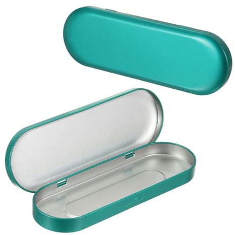 QUARKZMAN 2 Stück Metall Scharnierdose 17.5 x 6 x 1.8 cm Rechteckige Leere Blechdose Tragbare Stiftebox Für Stifte Makeup Pinsel Haushaltsorganizer Grün