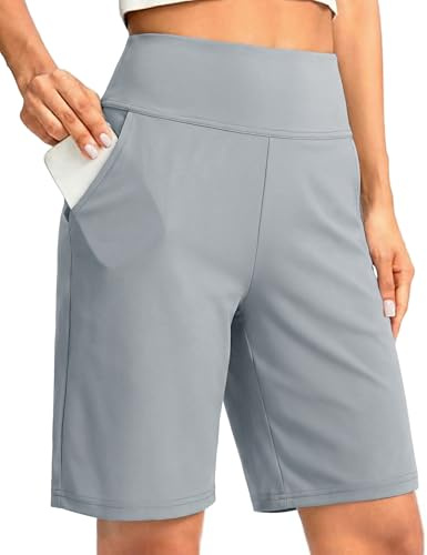 Litherday Pantalones Cortos Deportivos para Mujer de Alta Cintura Secado Rápido con Bolsillos para Yoga Running Fitness Gimnasio Verano