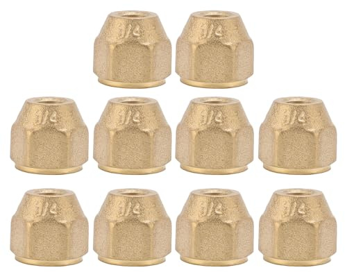 DUIMIMI Dado a Bocca Espansa 1/4 Pollice, Set di 10 in Rame Spessito, Resistenza a 150PSI, Installazione Senza Soldatura Anti-Corrosivo, Adatto per Condizionatori, Tubazioni