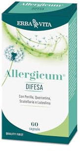 ERBA VITA Allergicum Difesa integratore alimentare a base di estratti vegetali specifici a sostegno del sistema immunitario, durante il periodo tipico delle allergie, 60 capsule