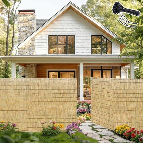 Canisse Brise Vue en Roseau Naturel 1x5m Brise Vue Jardin Terrasse Rouleau Occultation Extérieure Clôture Intimité Brise-Vent Natte Roseau Écran Occultant Extérieur(Natural Black,60 * 500cm)