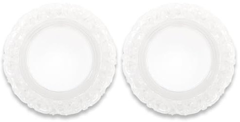 Set 2 Sottopiatti Rotondi Trasparenti | in Plastica Rigida Ø 33 cm | Design Ornato Barocco, Sottopiatto Elegante per Matrimonio, Natale ed Eventi Speciali | Decorazione Tavola (Ø 33 cm, 2 pezzi)