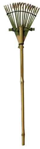Xdyyjrasa Bambu kratta, 16-tandad mini trädgård kratta, liten för trädgårdssängar, löv och jordvård, trähand 13 x 50 cm