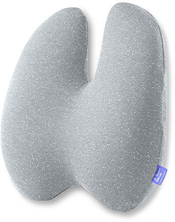 C CUSHION LAB Extra Dense Lumbar Pillow - Patented Ergonomic Multi-Region Firm Back Support for Lower Back Pain Relief - Lumbar Support Cushion with Strap for Office Chair, Car, Sofa, Plane - Grey
