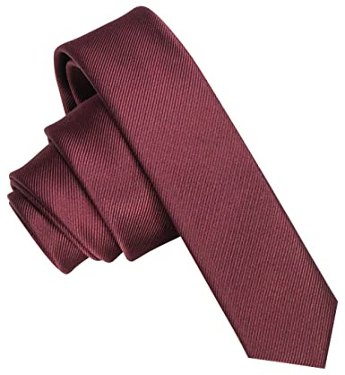 JEMYGINS schmale Herren Krawatte einfarbig in verschiedenen Farben 4cm, Kastanienbraun, Slim