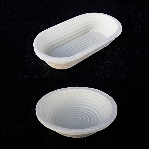 Professional Eco-Friendly 1kg Oval Spiral Pattern & 1kg Round Spiral Pattern Proofing Basket Banneton Brotform Brotformen Bread Making - Heavy Duty - Sustainable Wood Pulp Eco Friendly