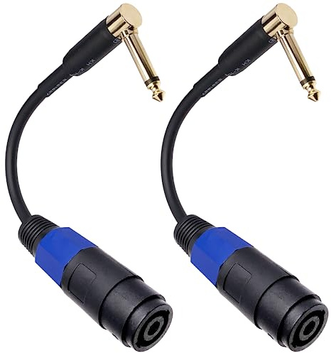 CNCESS CESS-144 Speakon Female Connector to 1/4 Male TS Speaker Cable - Speak-on Jack to 1/4 TS Plug (Right-Angle Plug)