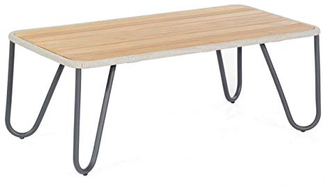 Sonnenpartner Loungetisch Charité 120x60 cm Alu/Teakholz/Polyrope Silbergrau Tisch