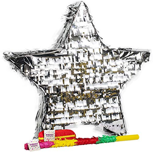 Trendario Pinata Set Stern - Kindergeburtstag, Stab & Augenmaske | Piñata Set Stern mit Stab & Augenmaske, Einschulung & Kindergeburtstag, zum Befüllen, Geschenkidee