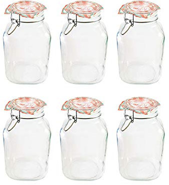BJYX 6 barattoli con chiusura a leva, per dessert e conserve, 2 l