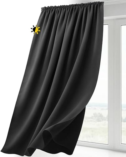 BEAUTEX Verdunklungsvorhang 140x245 Dunkelgrau Kräuselband Blickdicht | lichtmindernd, wärmeisolierend, pflegeleicht, waschbar, für Schiene geeignet, viele Farben und Größen