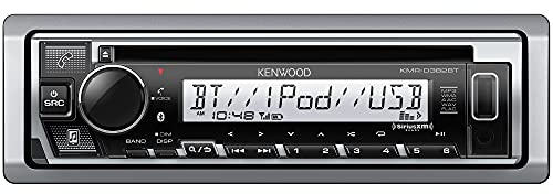 KENWOOD KMR-D382BT Car & Marine Stereo Single Din, Bluetooth Audio, CD USB MP3, AUX IN, AM FM Radio SiriusXM Ready, Weatherproof, Multi-Colour Lighting