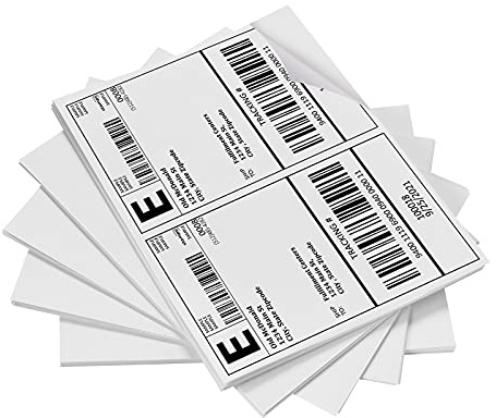 Shipping Labels, Pacific Mailer Half Sheet Shipping Label Compatible for Inkjet 2 Per Page 8.5 x 11 Self Adhesive Mailing Return Address Labels Printable Sticker Paper [100 Sheets/ 200 Labels, White]