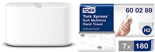Tork Papierhandtuchspender + Nachfüllpackung - H2 - Mehrfach gefaltete Papierhandtücher (7x180 Blatt)