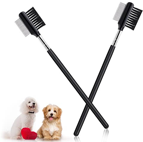 Cobee Peigne anti-taches, Brosse double face pour les oeil de chien 2pcs
