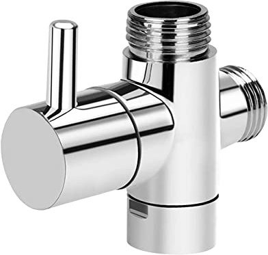 HATOOLHA Shower Diverter Valve, 3-Way T-Adapter, Brass, Chrome Silver, VALVE, Shower Valve, 1/2 Inlet, 1/2 & 3/4 Outlet, Chrome Plated, Rubber, BSPP/G1/2, BSPP/G3/4, 4x4x2 cm