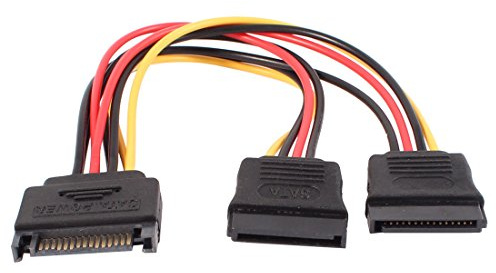 Ruilogod Serial ATA SATA 15 pin maschio a doppio femminile M/F Splitter Cavo di alimentazione
