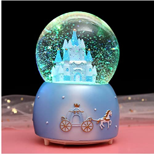 HKSICHENGKEJIUK Globo musicale con neve musicale con sfera di cristallo con luci LED glitterate colorate nevicata palla di neve per bambini ragazze nipote compleanno Natale Capodanno festa