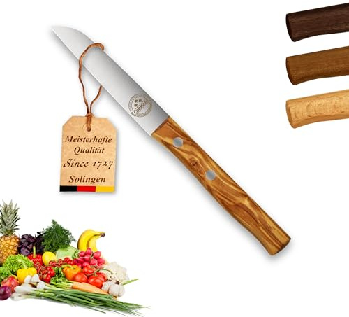 Constant - Solingen Messer mit Holzgriff Olive, Premium Gemüsemesser mit rostfreier Klinge aus Chrom-Stahl, extra scharfes Küchenmesser dank Dünnschliff & Handabzug, Made in Germany